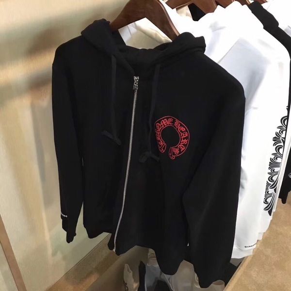 

chrome/heartscroxin horseshoe fashion zipper sweater br men's ch women's cotton loose hoodie lovers' spring and autumn big, Black