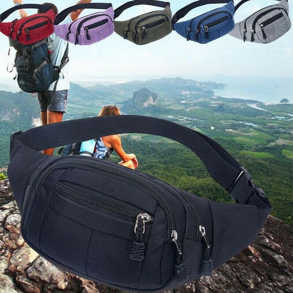 

adjustable men women casual travel bum gym bag fanny waist pack zipped outdoor sports shoulder bag cellphone chest hip packs