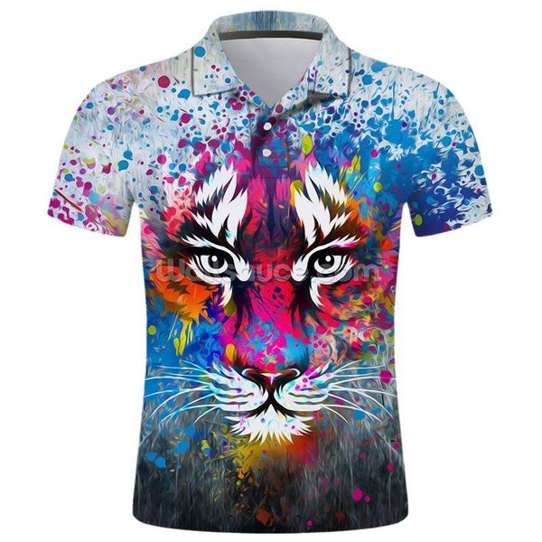 

men's polos 2021 casual shirt 3d printed animals tiger men sweatshirts shirts for man fit fashion streetwear cool, White;black