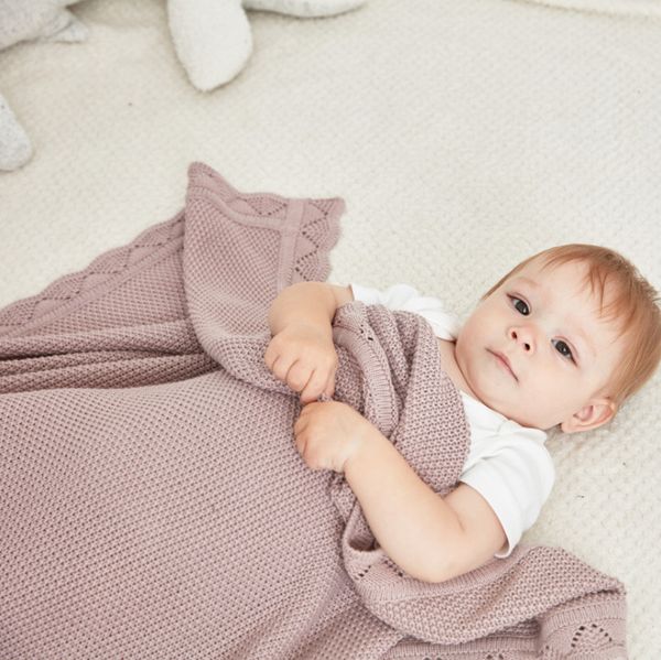 Die neueste 100 x 80 cm große Decke, viele Stile zur Auswahl, hochwertige Baby-Baumwoll-Strickdecken aus Autowolle, unterstützt individuelles Logo