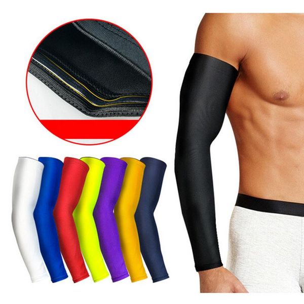 

sports gloves 1pc breathable quick dry uv protection running arm sleeves basketball elbow pad fitness armguards cycling warmers, Black