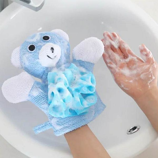 Asciugamano da bagno per bambini Spugna per cartoni animati a doppio scopo Guanti da bagno con pallina da bagno per bambini che sfregano artefatto a rete schiumogena