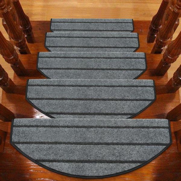 

carpets 3pcs / 5pcs stairs mat self-adhesive stair tread carpet mats flannel indoor family bullnose rug anti-slip
