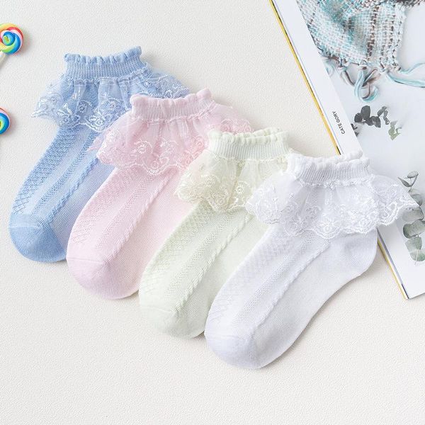 

socks kids lace summer fashion baby girl ruffle sock cute frilly toddle designer white pink kid cotton for girls, Pink;yellow