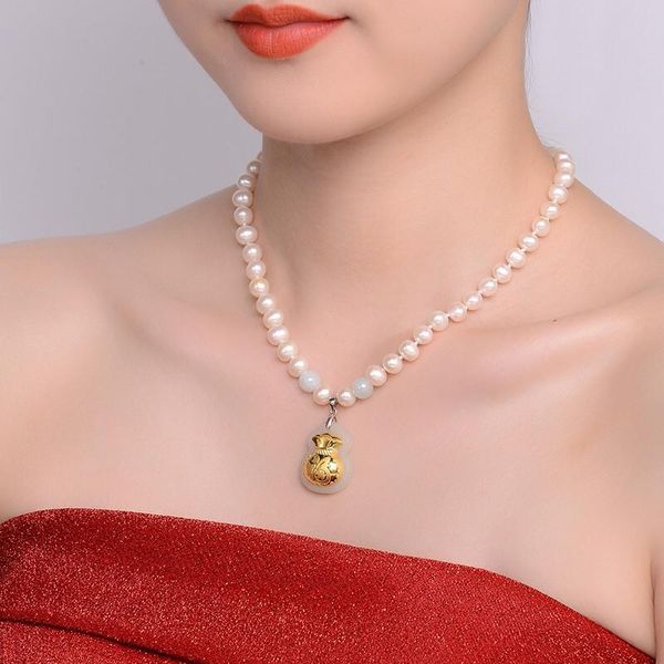 

chains simple color natural baroque pearl necklace for female anniversary jewelry gifts 8-9mm freshwater pearls fine jewellery, Silver