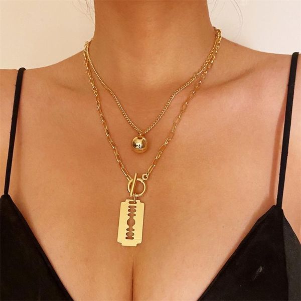

pendant necklaces fashion simple multi-layer pearl chain necklace for women gold portrait peach heart toggle clasp circle jewelry, Silver