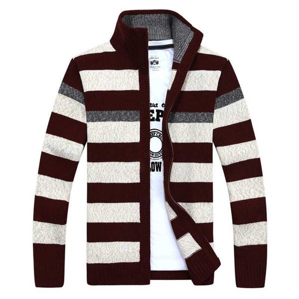 

mantlconx sweater men autumn winter sweatercoats male thick warm sweater mens striped sweater casual zipper knitwear man 211014, White;black