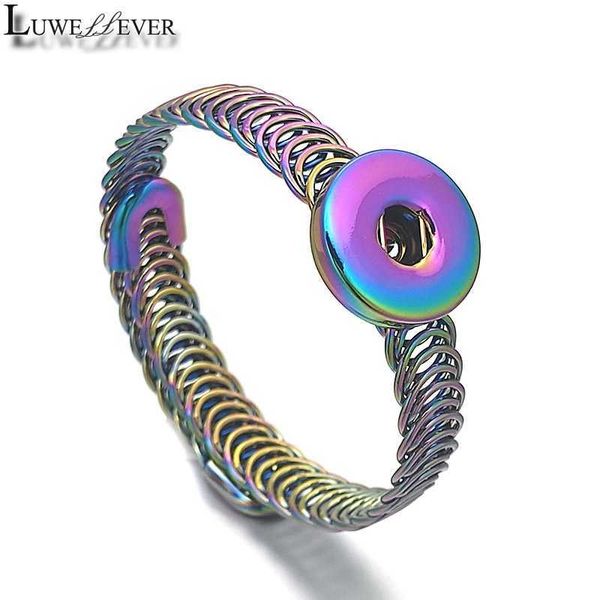 

new 232 vintage iron elastic 18mm snap button bracelet bangle interchangeable charm jewelry for women gift q0719, Black