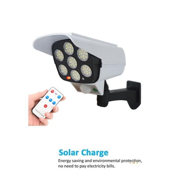 

solar lamps remote motion sensor lamp powered waterproof fake camera dummy security surveillance flashing red led light video anti-the