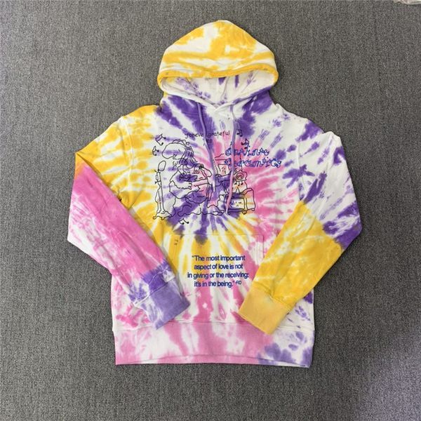 

2021 new fw online ceramics flowers tie dye hoodie men women hooded loose pullover harajuku streetwear dtug, Black