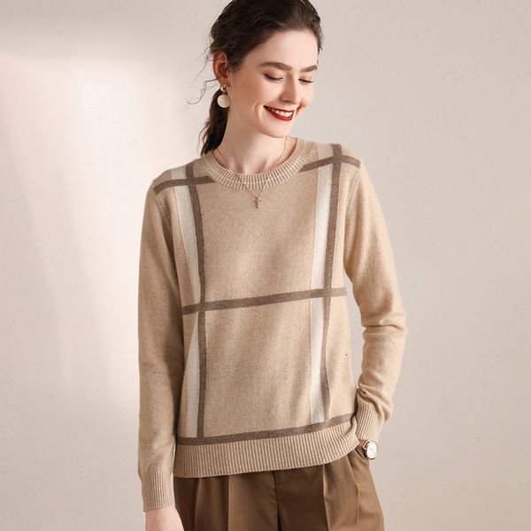 

2021 new 100% cashmere o-neck long sleeves women's knitting jumper autumn winter warm women female thickening sweater 9h8z, White;black