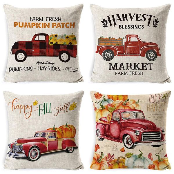 

cushion/decorative pillow cases happy autumn pumpkin car cotton linen cushion cover sofa home decor pillowcase 45*45cm kussensloop conjines