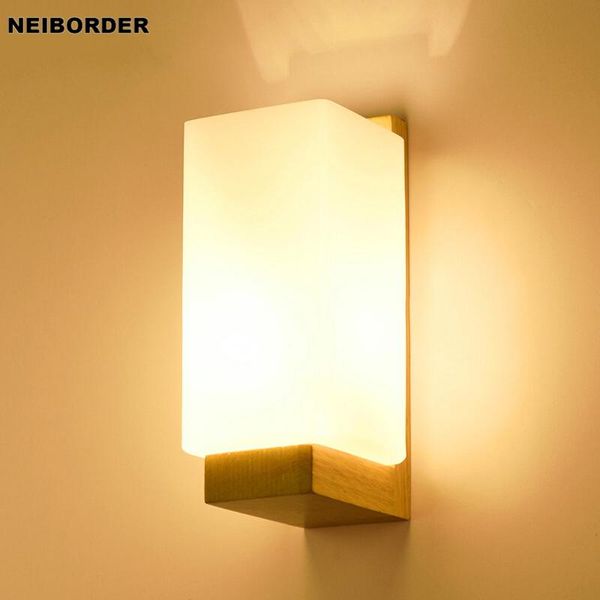 

wall lamps japanese style wooden lamp white glass lampshade led lighting for bedroom bedside living room home sconce fixtures