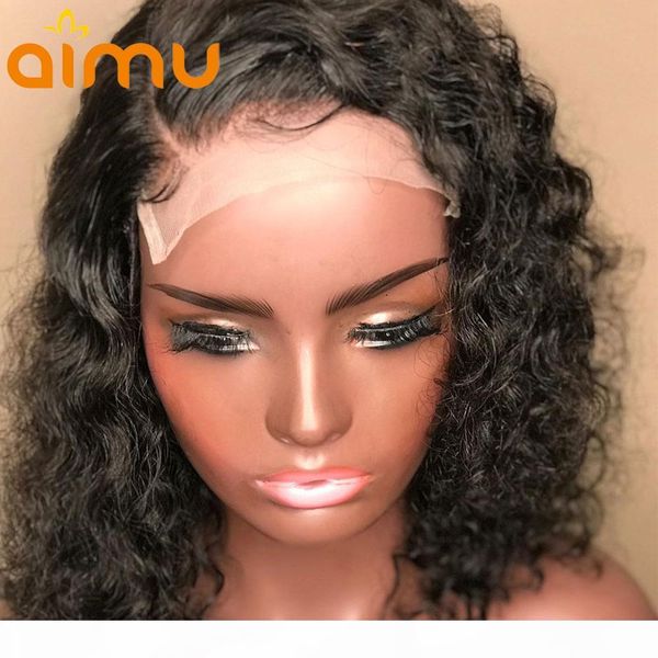 

water wave bob wig 4x4 lace closure human hair wigs for black women short pre plucked bleached knots 150% density remy brazilian, Black;brown