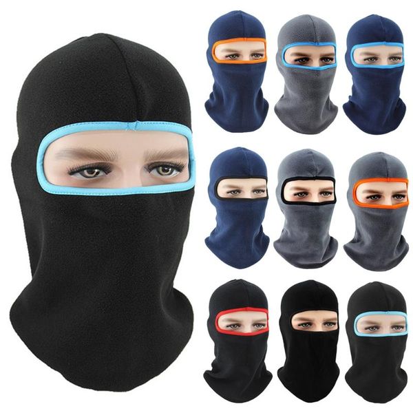 

2021 fleece winter warmer thermal windproof balaclava cold weather hat helmet liner full face caps men women cap beanies, Black