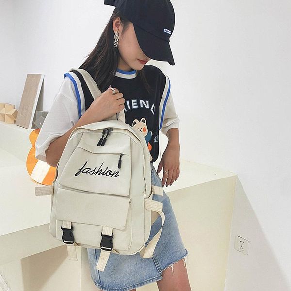 

backpack fashion travel simple hanging buckle men bag korean brand multi-pocket girl middle school student canvas