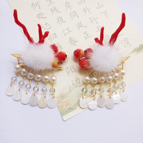 

other event & party supplies the original hanfu headdress antique children hair accessories christmas lovely bulbs antlers tassel clip to