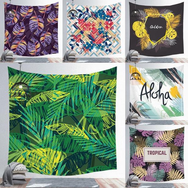 

tapestries summer green tapestry for living room bedroom bedspread tropical plant leaves printed wall hanging boho decor beach mat