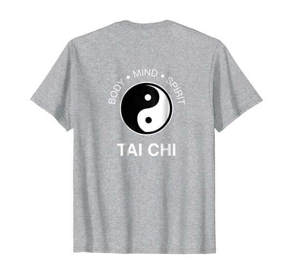 

tai chi tshirt back print - body mind spirit yin yang tee, White;black