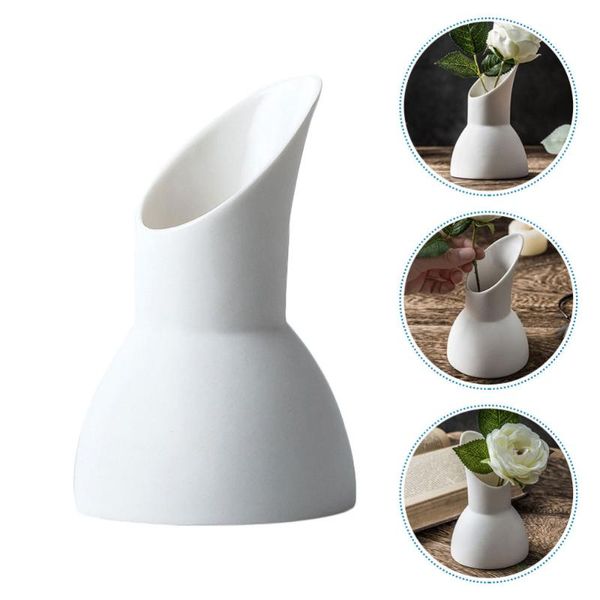 

1pc creative vase ornament handicraft home vase flower pot p prop (white)