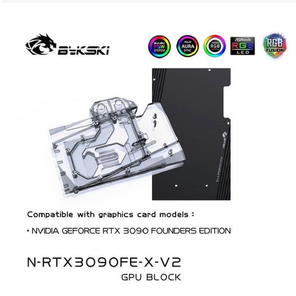 

bykski n-rtx3090fe-x-v2 pc water cooling gpu cooler video graphics card water block for nvidia geforce rtx3090 founder edition