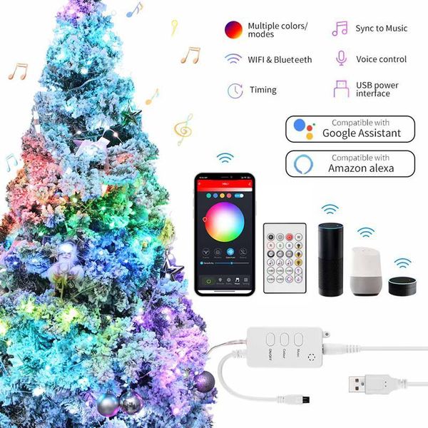 

10m led string light copper wire fairy light garland rgb usb wifi bluetooth remote control home christmas wedding party decor