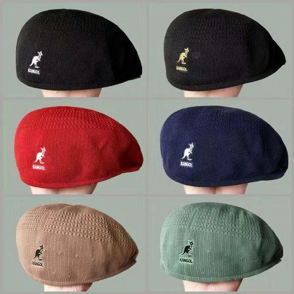

wide brim hats 2021 mesh autumn and winter knitted kangaroo fisherman hat female fashion solid color wild painter wool tide, Blue;gray