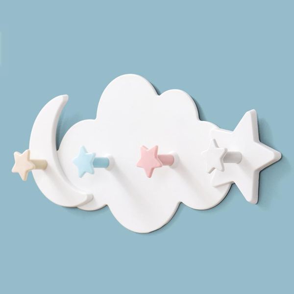 

cute star moon shape hooks wall-mounted key holder nail-wall sticky hook kids room decor key hanger bathroom accessories