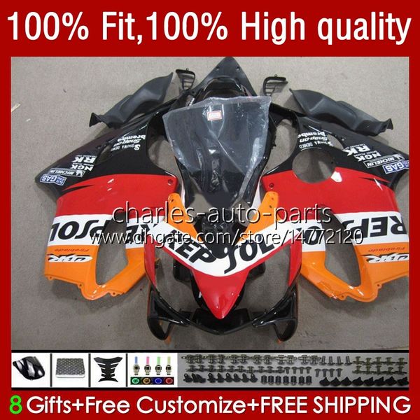 Fairings de OEM para Honda CBR600F4I CBR 600F4I 600 F4I FS CC F4 I 2004-2007 55No.128 CBR600FS CBR600 F4I 04 05 06 07 600CC 2004 2006 2006 2007 Kit de molde de injeção Repsol laranja