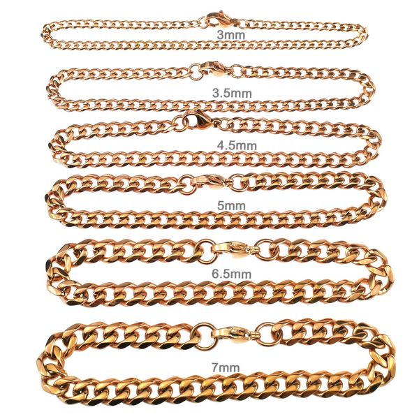

men's women's stainless steel rose gold tone link chain bracelet jewelry, Black