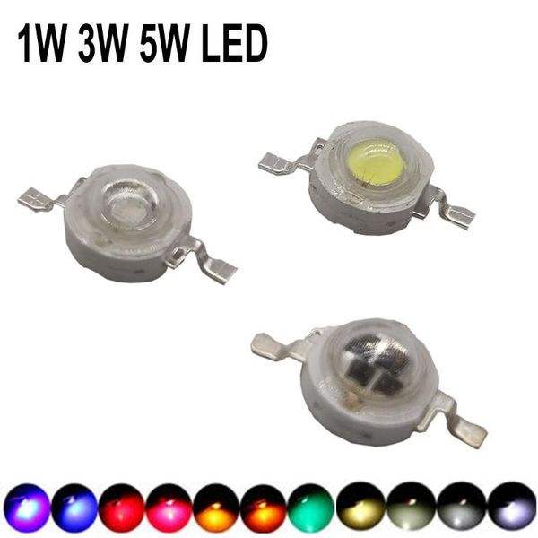 Contas claras 10pcs 1W 3W 5W lâmpadas de lâmpada de lascas de led de alta potência SMD Diodos de cobra quente e frio branco azul azul amarelo 440 660nm Grow