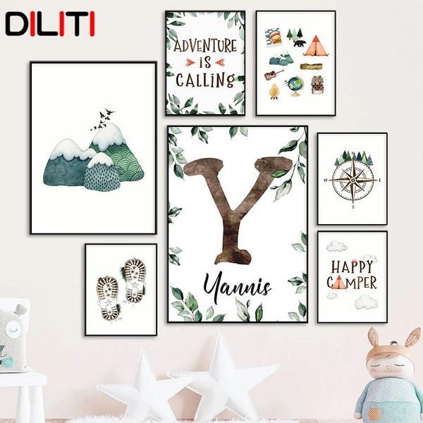

paintings custom baby name nursery wall art personalized canvas painting adventure camping print poster for boys bedroom pictures decor