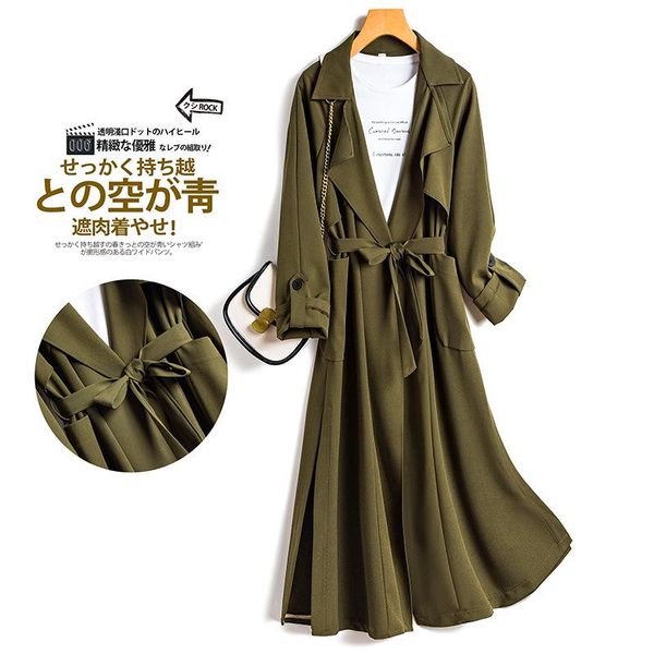 

women's trench coats thin loose british style long coat, Tan;black