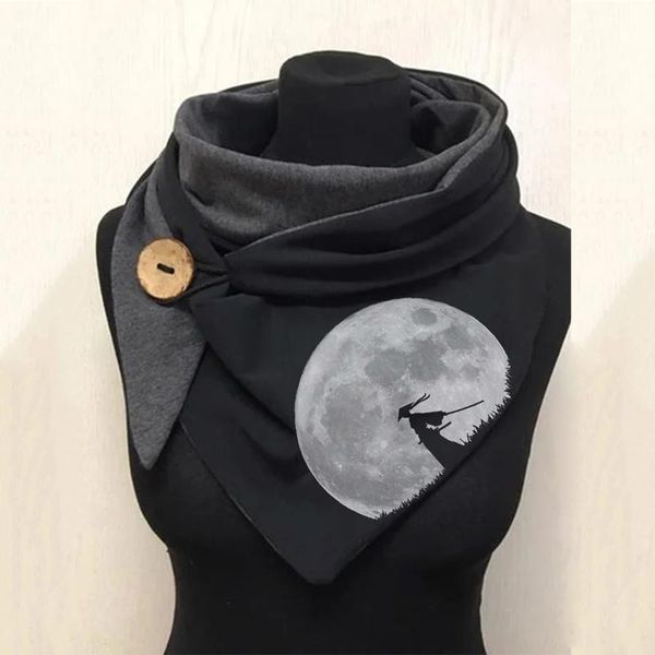 

scarves women winter warm scarf with buckle clasp female plaid cat animal printing pashmina shawl neck wraps hijab, Blue;gray