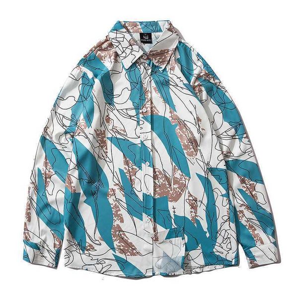

men casual printed long sleeve vintage shirts high streetwear fall printing shirt retro shirts male _yw_rw, White;black