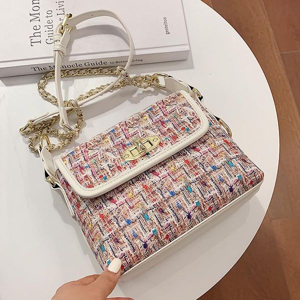 

elegant female square armpit bag 2021 fashion new high-quality wool women's designer handbag chain shoulder messenger bag