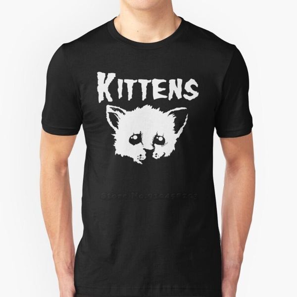 

men's t-shirts goth kittens hip hop t-shirt 100% cotton tshirts t shirts men tee 138 cat cute mashup metal music rock, White;black