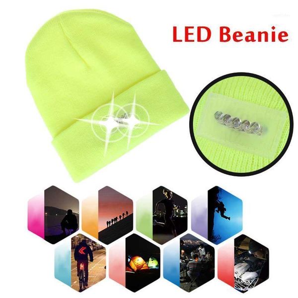 

christmas decorations 5 led lighted beanie cap men and women warm knit hat winter hunting camping running washable hats gift1