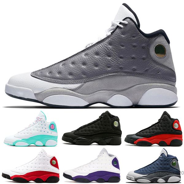 

2022 original men basketball shoes 13s atmosphere grey aurora green black cat bred chicago court purple flint he got game hyper royal traine