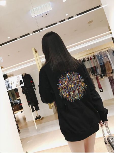 

2021 new unleashes hoodies girl manga long diamond stone design sweaters women's clothes x919, Black