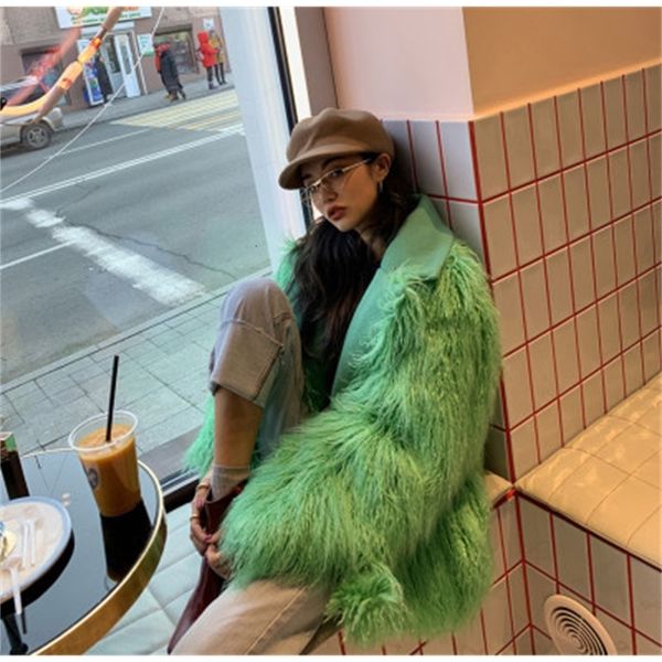 

2021 new high-end fashion women's fake fur coat c20 autg, Black
