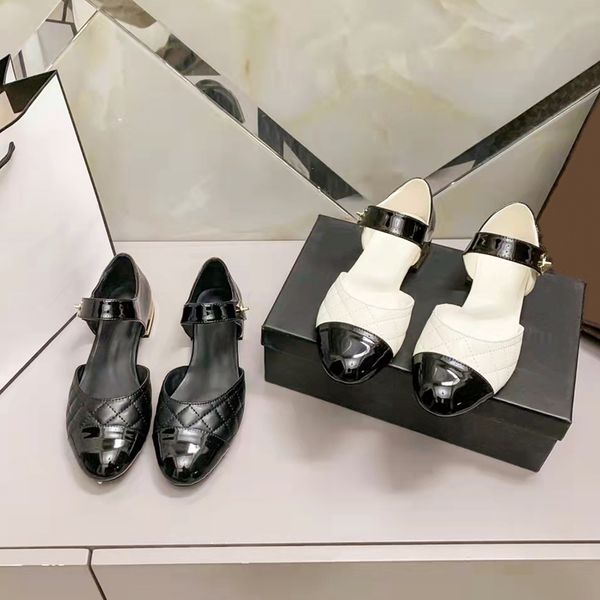 

fashion designer girls sandals classic black white checkered leather patchwork flat soled ankle strap buckle slides slippers sty