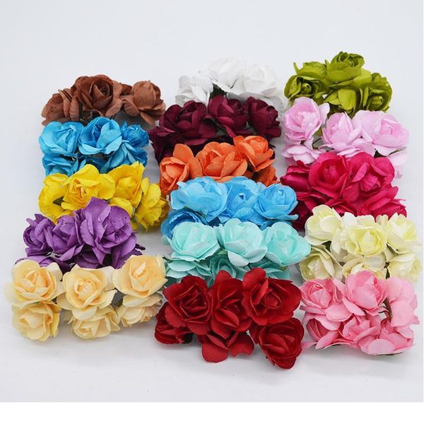 

72pcs/lot 3cm multicolor artificial azaleas paper flower bouquet for wedding party decoration home diy fake wreaths jllwij