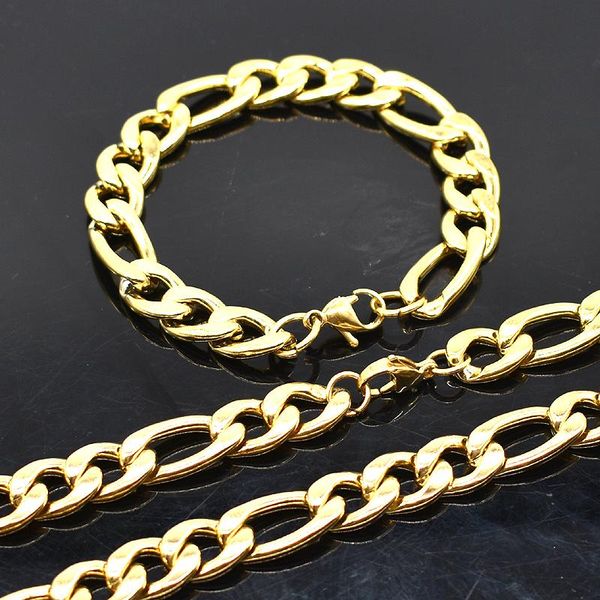 

earrings & necklace amumiu quality 316l stainless steel gold color bracelet chains man woman jewelry sets male gifts 2021 hztz130, Silver