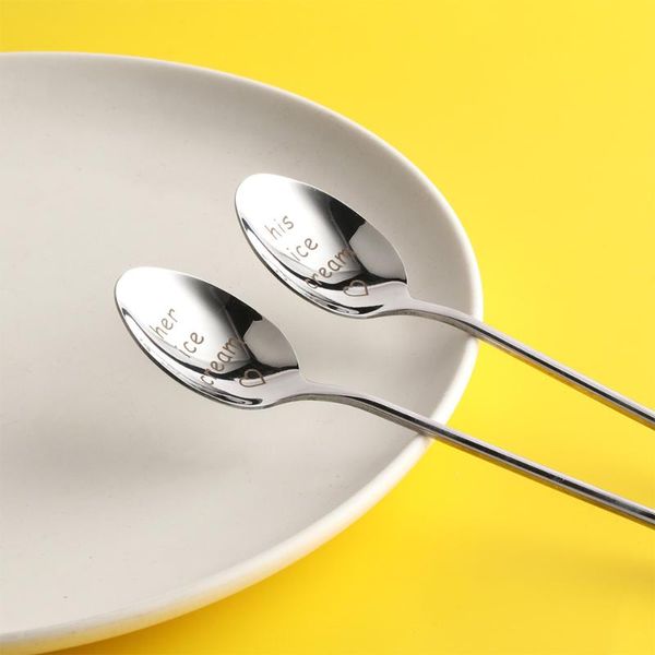 

spoons couples spoon long handle coffee tea ice cream tableware valentine year gift household use