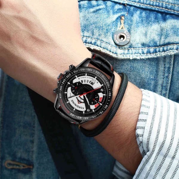 

reloj hombre 2021 new forsining men clocks luxury fashion designer car tag date automatic mechanical clock, Slivery;brown