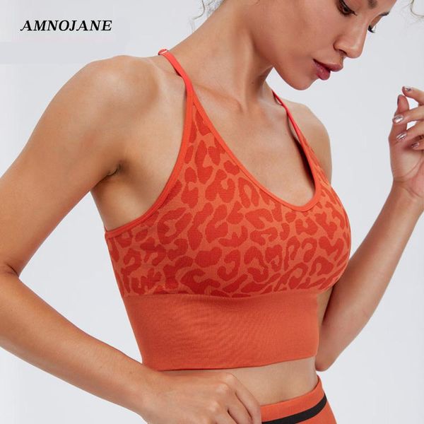 

yoga outfit leopard sports bra woman spaghetti straps sport underwear women beauty back bralette seamless tank bras