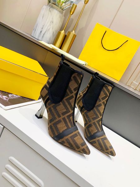 

autumn and winter women boots printed letters luxury high heels women's shoes made of genuine leather multicolor sizes 35-41, Black