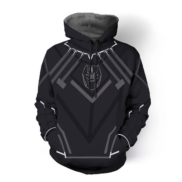 

fashion menswear avenger alliance panther cosplay animation sweater hoodie pullover, Black