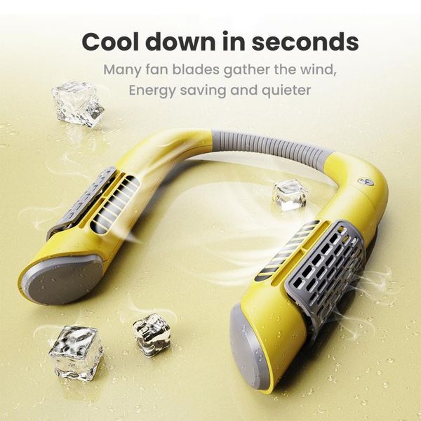 

electric fans mini neck fan portable bladeless rechargeable leafless hanging air cooling wearable